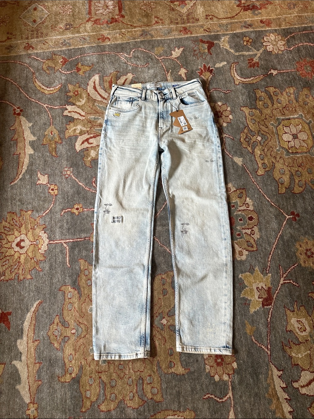 Scotch & Soda Light Blue Kids Jeans with Jean-Michel Basquiat Patch